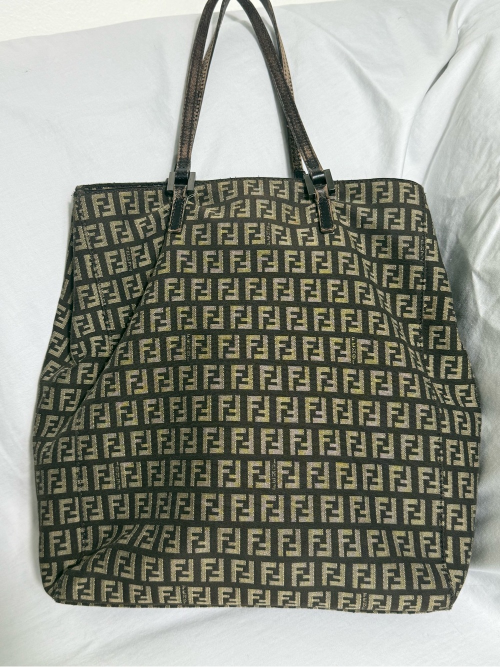 Fendi Zucca Tote‎ Bag Brown FF Monogram Canvas Shoulder Bag Vintage